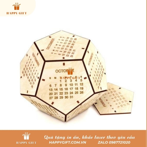 Lịch Gỗ Để Bàn 12 Mặt 2024 - Chất Gỗ MDF Cao Cấp Chống Nước Và Nấm Mốc, Khắc Logo Lời Chúc Theo Yêu Cầu