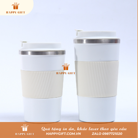 Cốc Coffee giữ nhiệt bọc silicon 510ml in logo làm quà tặng