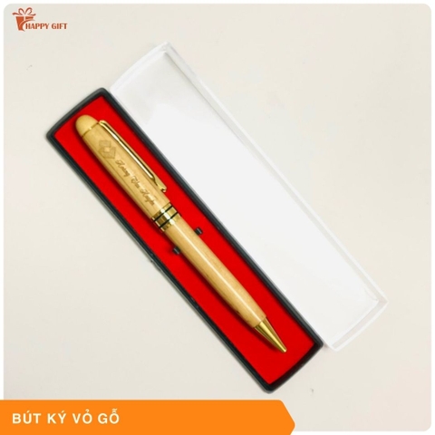 Bút ký nắp xoay màu gỗ khắc tên, logo theo yêu cầu, quà tặng doanh nghiệp, quà tặng sự kiện
