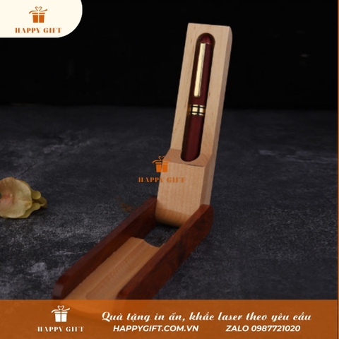 Hộp bút gỗ nắp gấp, hộp đựng bút khắc tên, logo thương hiệu, quà tặng doanh nghiệp