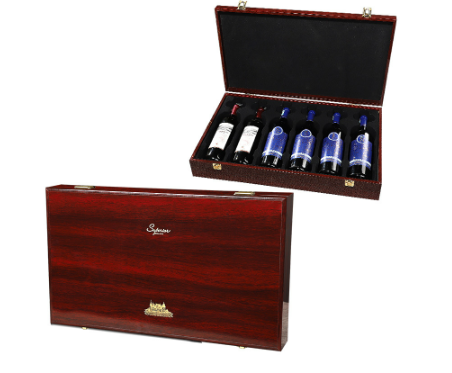 Hộp rượu vang gỗ 6 ngăn có dụng cụ mở rượu , Hộp quà Tết, Quà tặng doanh nghiệp, Quà tặng sự kiện
