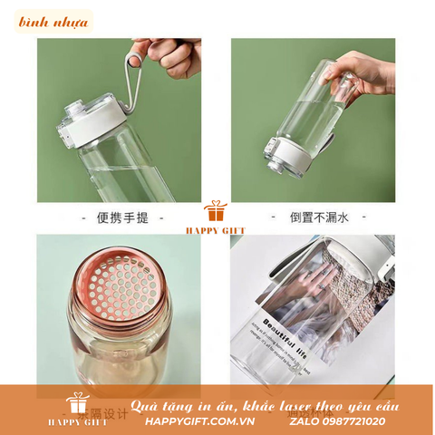 Bình Nước Thể Thao 350ml Bằng Nhựa Có Nắp Đậy Tiện Dụng