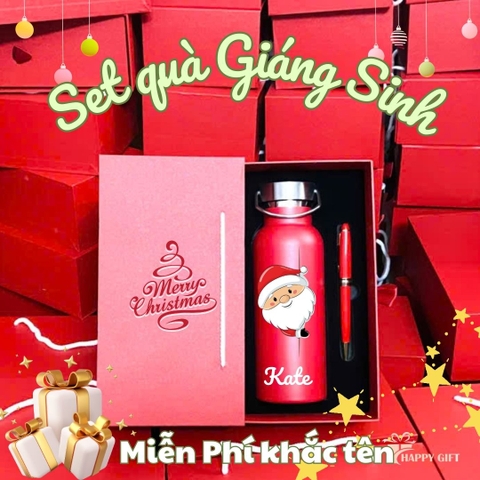 🎄 SET QUÀ GIÁNG SINH CAO CẤP – BÌNH GIỮ NHIỆT & LY QUÀ TẶNG 🎄