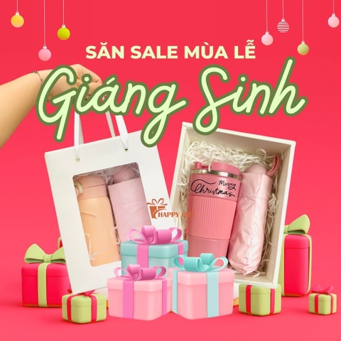 🎄 SET QUÀ GIÁNG SINH CAO CẤP – BÌNH GIỮ NHIỆT & LY QUÀ TẶNG 🎄