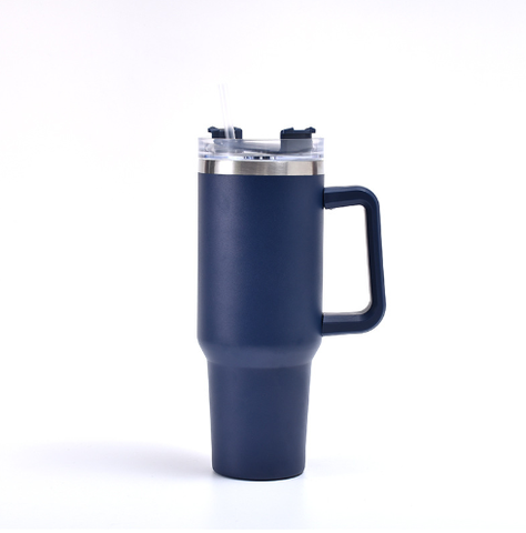 Cốc Coffee giữ nhiệt cầm tay nắp trong suốt có ống hút, Cốc giữ nhiệt in khắc tên logo