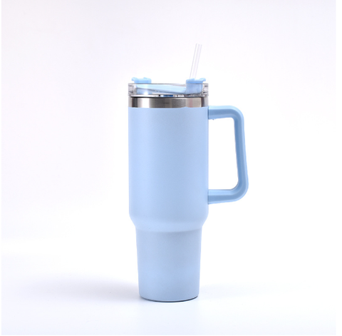 Cốc Coffee giữ nhiệt cầm tay nắp trong suốt có ống hút, Cốc giữ nhiệt in khắc tên logo