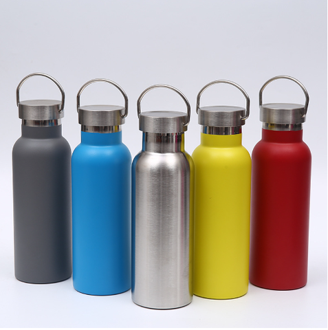 Bình giữ nhiệt hình chai nước có quai xách 1000ml, Bình giữ nhiệt in khắc tên logo