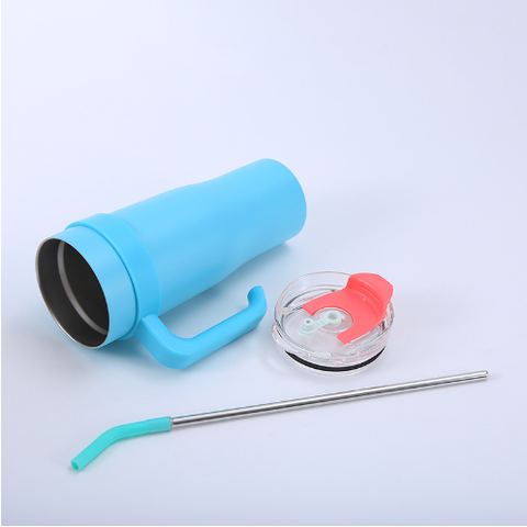 Cốc giữ nhiệt cầm tay đầu ống hút bọc nhựa, Cốc giữ nhiệt in tên logo thương hiệu