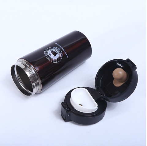 Cốc coffee giữ nhiệt Kamiyoshi nắp khóa móc, Cốc giữ nhiệt in khắc tên logo thương hiệu
