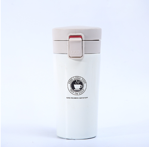 Cốc coffee giữ nhiệt Kamiyoshi nắp khóa móc, Cốc giữ nhiệt in khắc tên logo thương hiệu