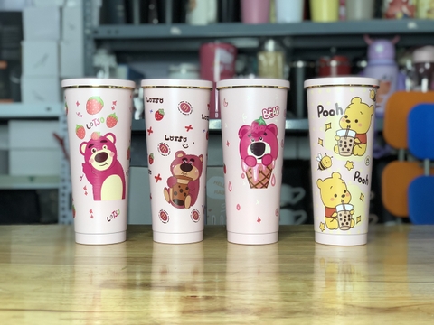 Ly giữ nhiệt in hình750ml tặng 1 nút bịt ống hút,1 nút bịt chống tràn,1 túi trong,1 ống hút