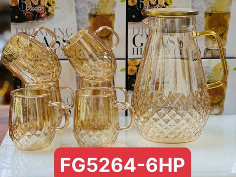Sét bình kèm 6 cốc màu hổ phách