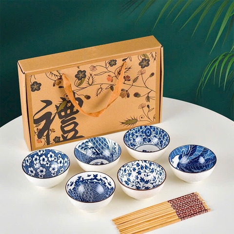 Bộ Bát Ăn Cơm Hoạ Tiết Hoa Văn Phong Cách Cổ Điển Tráng Men Cao Cấp
