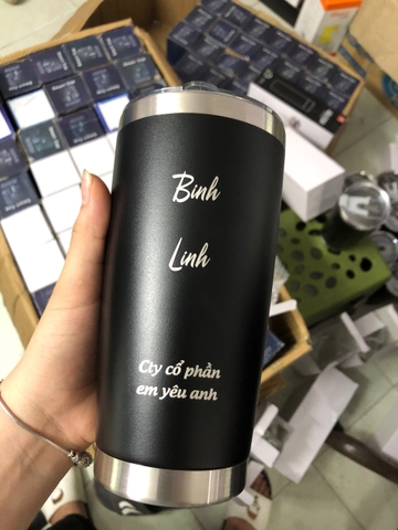 Cốc  giữ nhiệt nắp trong suốt 600ml, Cốc giữ nhiệt in khắc tên logo thương hiệu