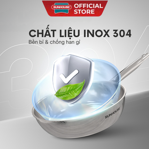 Chảo Inox đa lớp Sunhouse IN20M6/IN24M6/IN28M6