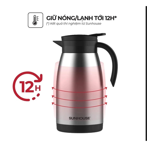 Ấm giữ nhiệt pha trà 1.4L Inox 304 Sunhouse KS-TH1400TI