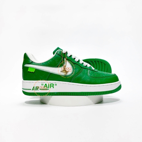 Giày L V x N ike Air Force 1 Monogram Xanh Lá Cao Cấp