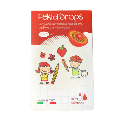 Sắt hữu cơ nhỏ giọt FEKID DROPS nhập khẩu Ý, bổ sung Lipofer và Vitamin C hỗ trợ tạo máu cho bé (Chai 30ml)