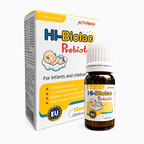 Hi-Biolac Probiotic men vi sinh 10 chủng 1 tỷ CFU hỗ trợ cân bằng hệ vi sinh đường ruột cho trẻ em và người lớn lọ 10 ml