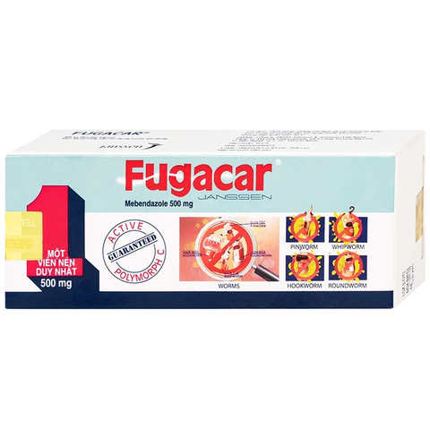 Fugacar 500mg Janssen điều trị nhiễm giun (1 viên)