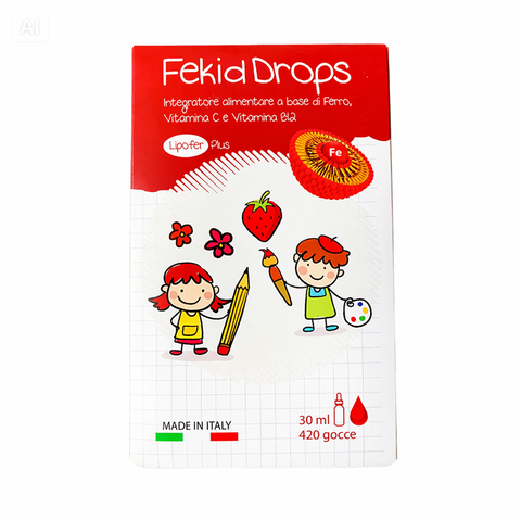 Sắt hữu cơ nhỏ giọt FEKID DROPS nhập khẩu Ý, bổ sung Lipofer và Vitamin C hỗ trợ tạo máu cho bé (Chai 30ml)