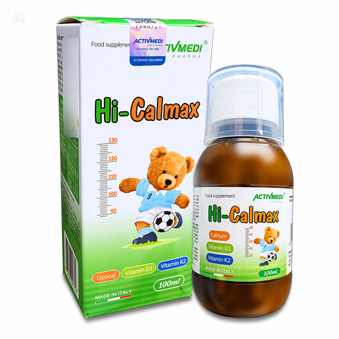 Siro Hi-Calmax ActivMedi Lọ 100ml - Bổ Sung Canxi Sinh Học Lipocal, D3, K2 Nhập Khẩu Ý Hỗ Trợ Xương Răng Chắc Khỏe Và Giảm Còi Xương Ở Trẻ Nhỏ