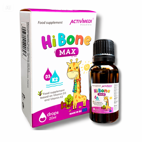 HiBone Max - Bổ sung Vitamin D3, K2, DHA hỗ trợ hấp thu canxi cho trẻ, giúp xương răng chắc khỏe và giảm nguy cơ còi xương.