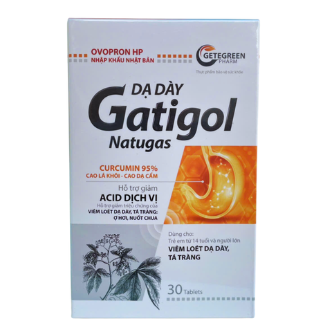 Viên Uống Gatigol Natugas, Thảo Dược Tự Nhiên - Hỗ Trợ Điều Trị Viêm Loét Dạ Dày, Tá Tràng (Hộp 30 Viên)