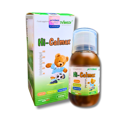 Siro Hi-Calmax ActivMedi Lọ 100ml - Bổ Sung Canxi Sinh Học Lipocal, D3, K2 Nhập Khẩu Ý Hỗ Trợ Xương Răng Chắc Khỏe Và Giảm Còi Xương Ở Trẻ Nhỏ