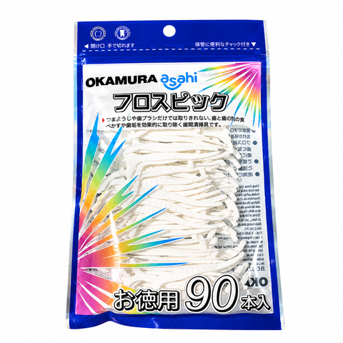 Tăm Chỉ Nha Khoa Okamura Floss Pick – Làm Sạch Kẽ Răng, Hỗ Trợ Loại Bỏ Mảng Bám Và Thức Ăn – Gói 90 Cây