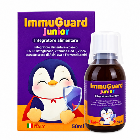 Immuguard Junior 50ml – Thực phẩm bảo vệ sức khỏe bổ sung Beta-glucan, lợi khuẩn, vitamin C, vitamin E và kẽm, hỗ trợ tăng cường sức đề kháng, tiêu hóa và ăn ngon