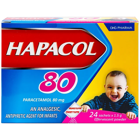 Hapacol 80 DHG giảm đau, hạ sốt (24 gói)