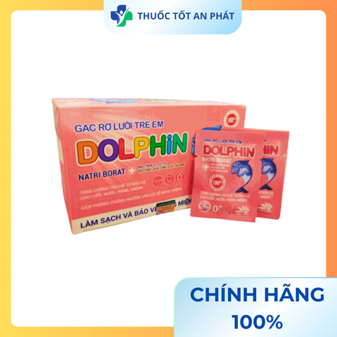 Gạc Rơ Lưỡi Trẻ Em Dolphin - Giúp Làm Sạch Răng Miệng, Giảm Nấm Miệng, Tưa Lưỡi Cho Trẻ (Hộp 30 Gói)