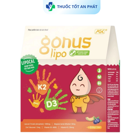 Siro Bổ Sung Canxi Sinh Học Gonus Lipo - Bổ Sung Canxi Lipocal, Vitamin D3, K2 & Kẽm Hỗ Trợ Xương Khớp Chắc Khỏe