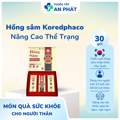 Siro Hồng Sâm Koredphaco - Giúp Ăn Ngon, Ngủ Ngon, Giảm Suy Nhược Cơ thể, Nâng Cao Thể Trạng (Hộp 30 Gói)