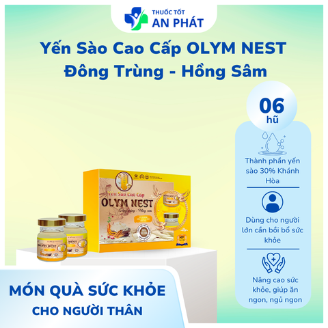 Yến Sào Cao Cấp Olym Nest Đông Trùng, Hồng Sâm - Hỗ Trợ Bồi Bổ Sức Khỏe, Nâng Cao Sức Đề Kháng (Hộp 06 Hũ)