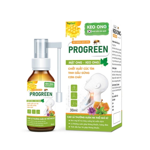 Xịt Họng Keo Ong Progreen - Hỗ Trợ Giảm Ho, Viêm Họng Hiệu Quả