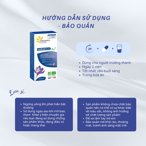 SAFRAN PLUS ( VIÊN UỐNG NHỤY HOA NGHỆ TÂY ) / Hộp 1 vỉ x 15 viên / Fleurance nature