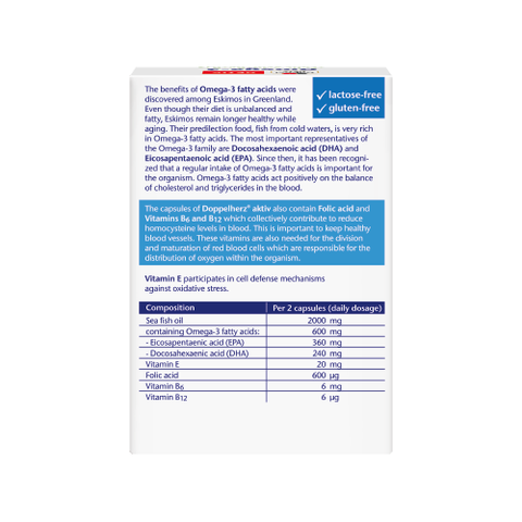 TPBVSK Omega-3 + Folic acid + B6 + B12 - Tăng cường sức khỏe mạch máu - Hộp 30 viên - Doppel herz