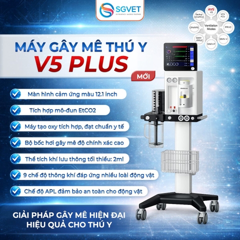Máy Gây Mê Thú Y V5 PLUS – Giải Pháp Gây Mê An Toàn Và Tối Ưu Cho Phòng Khám Hiện Nay