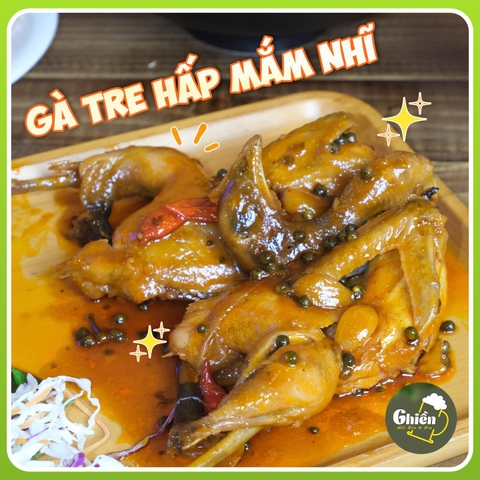 Gà tre hấp mắm nhĩ (kèm cơm lam)