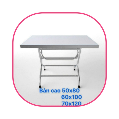 bàn vuông inox 201 4 dem chân phi 32