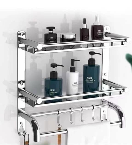 kệ  2 tầng đa năng  treo khăn phòng tắm inox 304