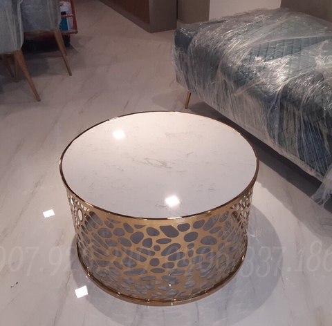 LCT36-Bàn Sofa tròn khung họa tiết