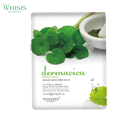 Whisis Nature Origin Energy Derma cica Sheet Mask Mặt Nạ Rau Má Nature Origin Energy