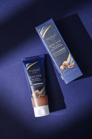 Whisis For Men Boss New Blue Homme Face Scrub Cleanser TẨY TẾ BÀO DA CHẾT- SỮA RỬA MẶT 2in1 DÀNH CHO NAM