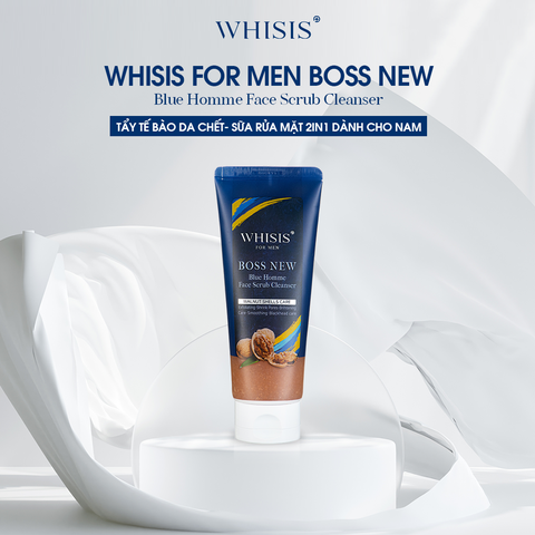 Whisis For Men Boss New Blue Homme Face Scrub Cleanser TẨY TẾ BÀO DA CHẾT- SỮA RỬA MẶT 2in1 DÀNH CHO NAM