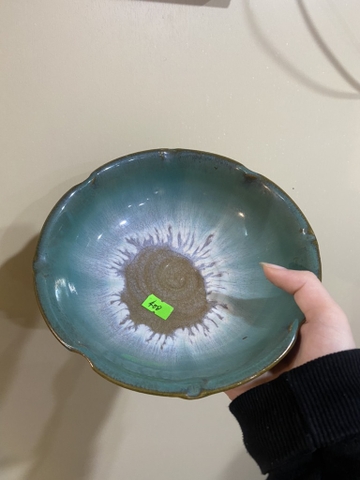 Bát thả hoa men chảy  xanh ngọc