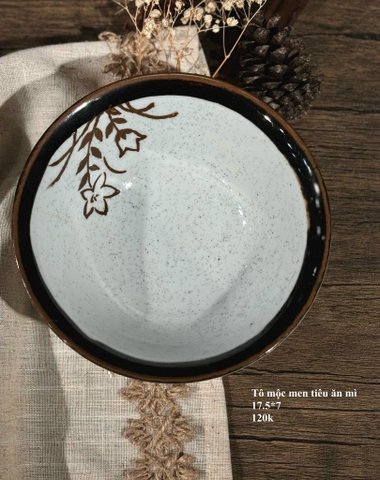 Tô mộc men tiêu vẽ hoa ăn mỳ