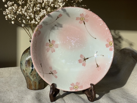 Đĩa mộc sâu lòng Nhật hoa anh đào (triện đáy)